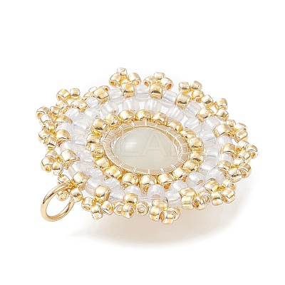 Natural Moonstone Flat Round Pendants PALLOY-MZ00135-05-1