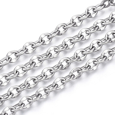 Tarnish Resistant 304 Stainless Steel Dapped Cable Chains CHS-N001-04P-1