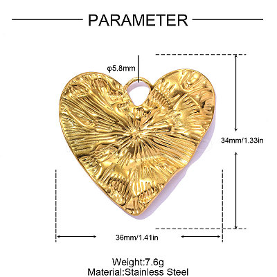 Textured 304 Stainless Steel Pendants STAS-OY016-48G-1