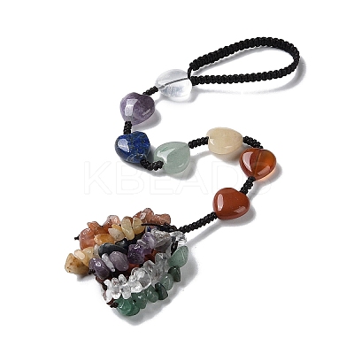 7 Chakra Heart Natural Gemstone Pendant Decoration HJEW-H060-03-1