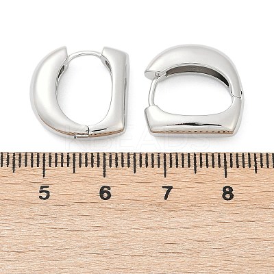 Brass D-Shaped Hoop Earrings EJEW-Q016-17P-1