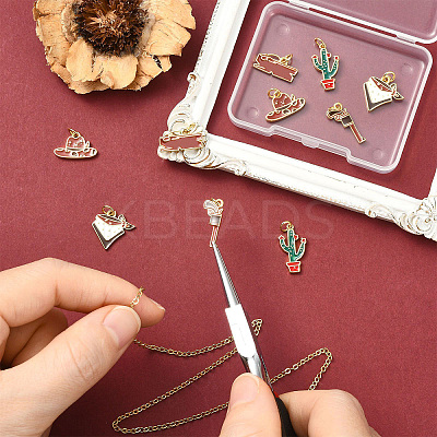 10Pcs 5 Styles West Cowboy Brass Enamel Pendants KK-CJ0004-42-1