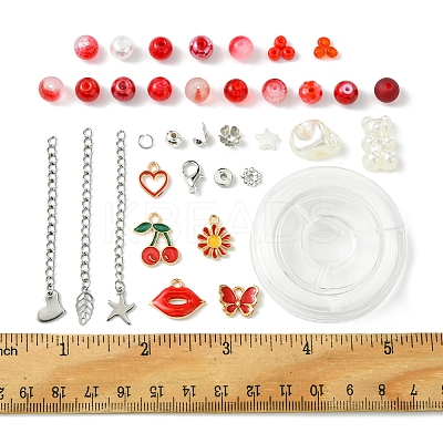 DIY Alloy Enamel & Glass & CCB Plastic Bracelets Jewelry Making Kits DIY-FS0007-51-1