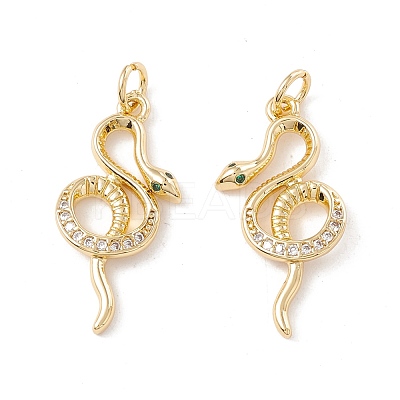 Brass Micro Pave Clear & Green Cubic Zirconia Pendants KK-G415-34G-1