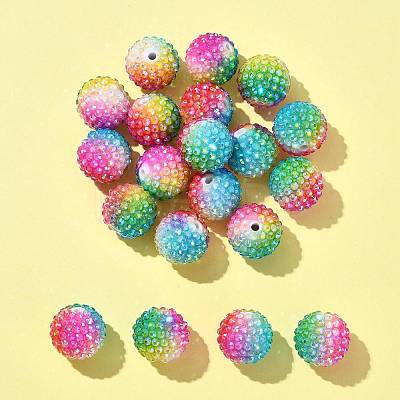 20Pcs Rainbow AB Resin Rhinestone Beads OACR-FS0002-33-1