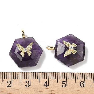 Natural Amethyst Faceted Pendants G-P585-01G-06-1