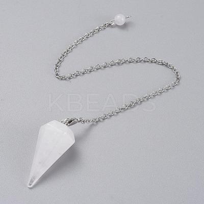 Platinum Tone Brass Crystal Cone Hexagonal Pointed Dowsing Pendulums MAK-M015-01I-1