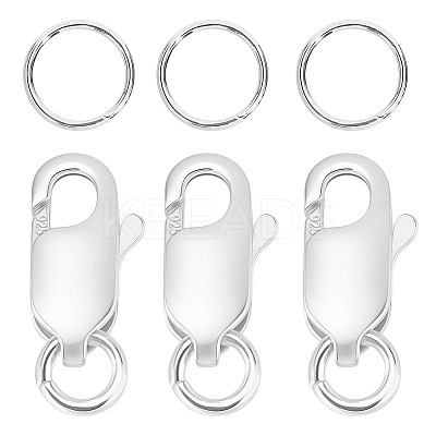 3Pcs 925 Sterling Silver Lobster Claw Clasps STER-SC0001-72-1