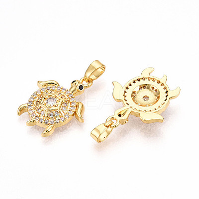 Brass Micro Pave Cubic Zirconia Pendants KK-N257-04G-1