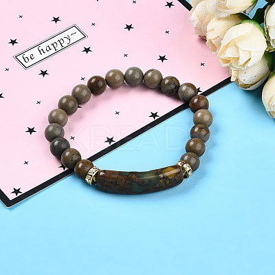 Natural Ocean Jasper Beads Stretch Bracelets BJEW-T022-04C-1