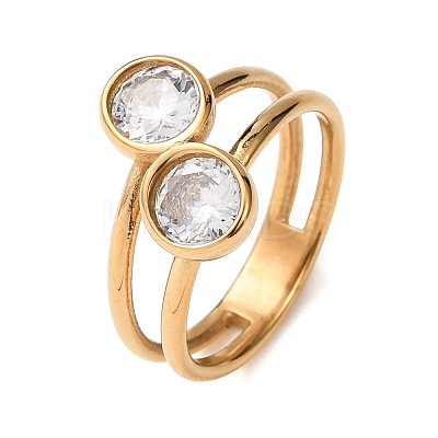 304 Stainless Steel Pave Cubic Zirconia Finger Rings for Women RJEW-K319-02C-G-1