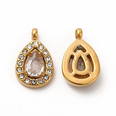 PVD Vacuum Plating 304 Stainless Steel Cubic Zirconia Pendants STAS-A076-01G-04-1