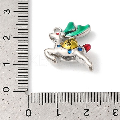 Christmas Deer with Money Bag Rack Plating Alloy Enamel Pendants FIND-I039-024B-P-1