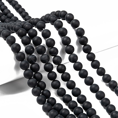 Dyed & Heated Natural Black Agate Bead Strands X-G-H056-8mm-1