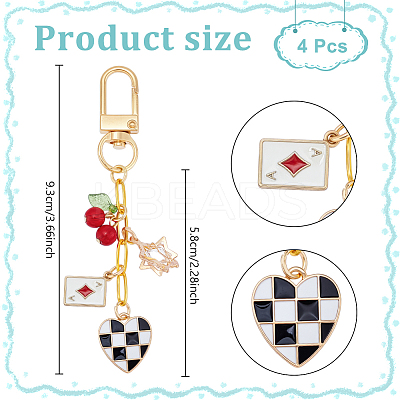 4Pcs Alloy Enamel & Acrylic Pendant Decorations KEYC-NB00031-1
