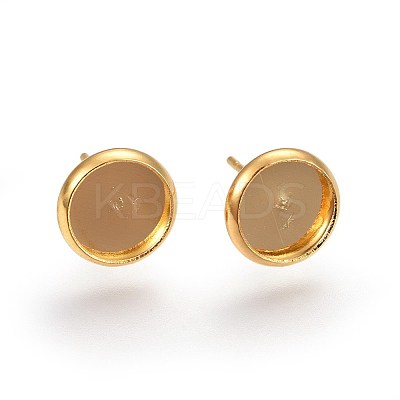 Flat Round 304 Stainless Steel Stud Earring Settings Ion Plating(IP) STAS-I323-8mm-G03-1