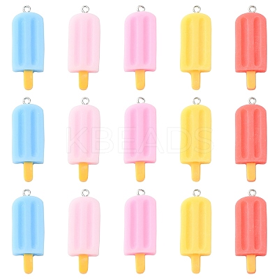 40Pcs 5 Colors Opaque Resin Pendants RESI-CJ0002-99-1