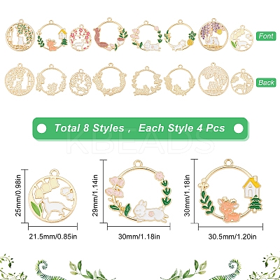 32Pcs 8 Style Alloy Enamel Pendants ENAM-SC0002-59-1
