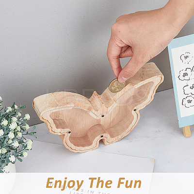 Butterfly Wood Money Banks for Kids AJEW-WH0348-269-1