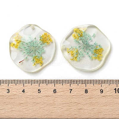 Inner Dried Flower Transparent Resin Pendants LS-RESI-A043-04C-1