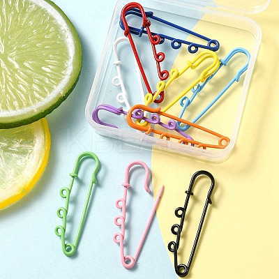 10Pcs 10 Colors Spray Painted Iron Brooch Findings IFIN-YW0001-55B-1