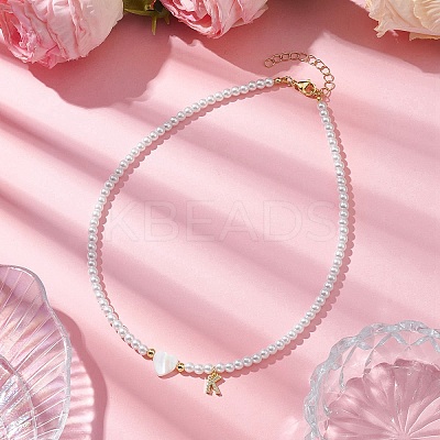Brass Micro Pave Grade AAA Cubic Zirconia Letter Pendant Necklaces NJEW-JN04771-11-1