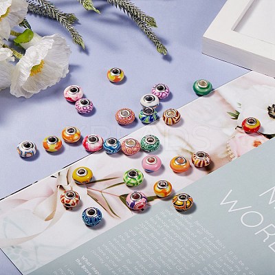 38Pcs 19 Colors Handmade Polymer Clay European Beads CLAY-SZ0001-51-1