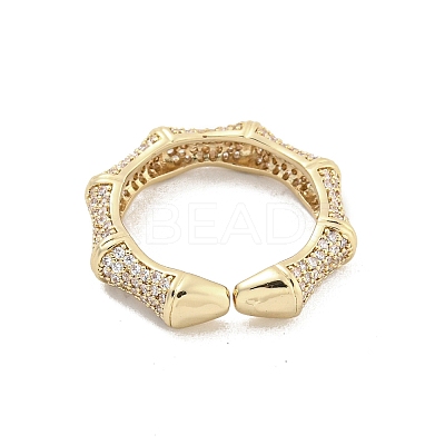 Brass Micro Pave Cubic Zirconia Cuff Rings RJEW-I103-037G-1