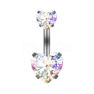 Heart Cubic Zirconia Belly Button Rings WG98059-06-1