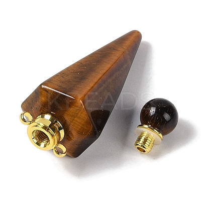 Natural Tiger Eye Faceted Cone Openable Perfume Bottle Big Pendants G-L524-18G-08-1