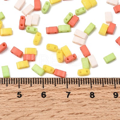 4 Colors Christmas 2-Hole Baking Paint Glass Seed Beads SEED-X0058-08-1