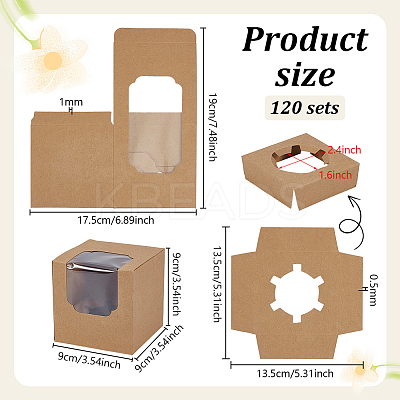 Cube Paper Cupcake Storage Boxes with Visible Window BAKE-WH0002-002A-1