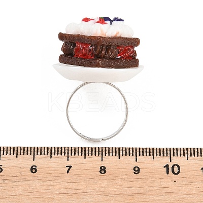 Afternoon Tea Resin & Plastic Adjustable Finger Rings for Women RJEW-K317-01E-1