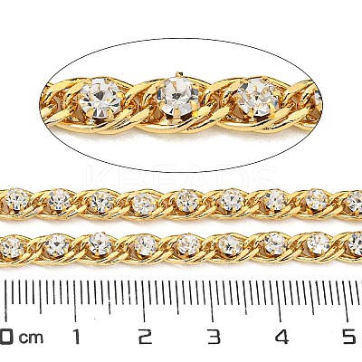 Brass with Rhinestone Link Chains AJEW-Z028-02G-1