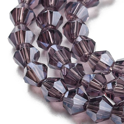 Transparent Electroplate Glass Beads Strands LS-GLAA-F029-4mm-C04-1