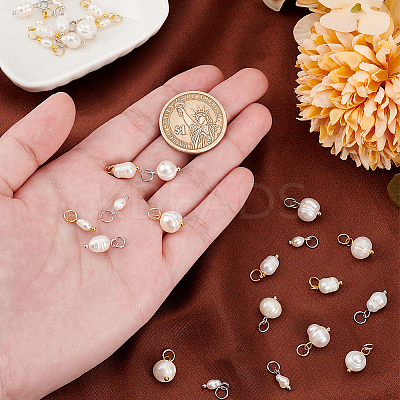 30Pcs 6 Styles Natural Cultured Freshwater Pearl Charms PALLOY-AB00239-1