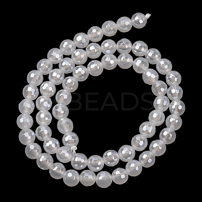 Electroplated Natural Agate Beads Strands G-B191-A07-6mm-20-1