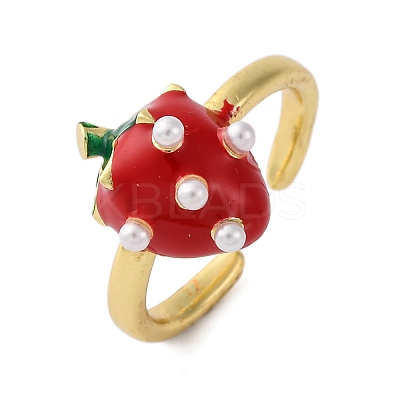 Brass Enamel Open Cuff Rings for Women RJEW-U057-19A-G-1