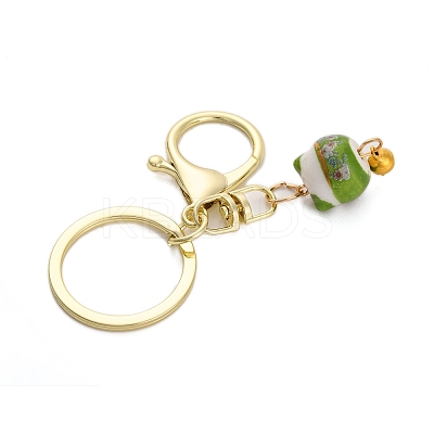 Fortune Cat Porcelain Pendant Keychain KEYC-G064-03F-1