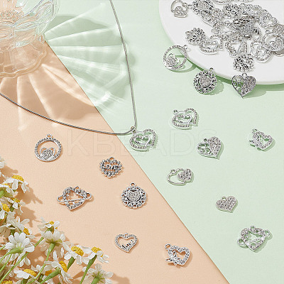 40Pcs 10 Styles Alloy Rhinestone Pendants ALRI-AR0001-09-1