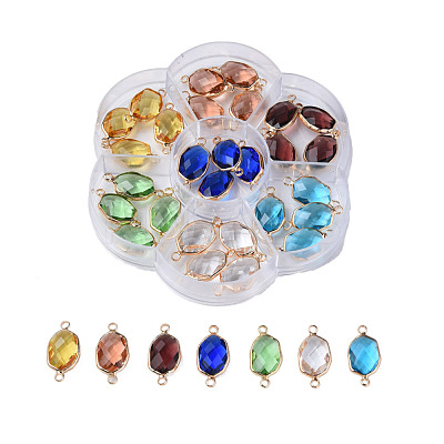 35Pcs 7 Colors K9 Glass Connector Charms GLAA-N038-33-1