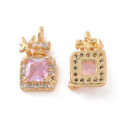 Brass Micro Pave Clear Cubic Zirconia Charms KK-E068-VF220-1