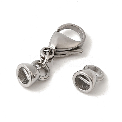 304 Stainless Steel Lobster Claw Clasps and Cord End STAS-B128-08P-01-1