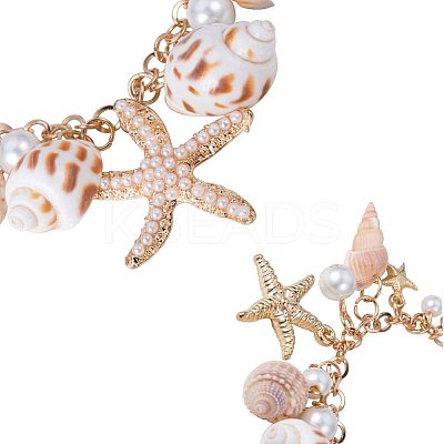 Trendy Shell Charm Bracelets BJEW-PH0002-01-WH-1