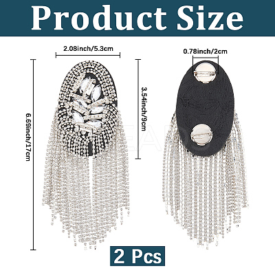 2Pcs Felt & Iron & Rhinestone Tassel Epaulette AJEW-CN0007-74A-P-1