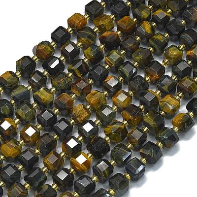 Dyed Natural Yellow Blue Tiger Eye Beads Strands G-K389-A34-01-1