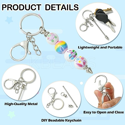 4Pcs 2 Colors Alloy Bar Beadable Keychain for Jewelry Making DIY Crafts KEYC-CJ0001-08-1