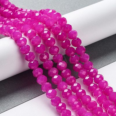 Baking Paint Imitation Jade Glass Bead Strands X-DGLA-A034-J6MM-A28-1