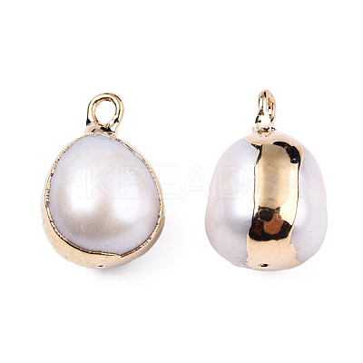 Electroplate Natural Baroque Pearl Keshi Pearl Pendants PEAR-N021-11-1