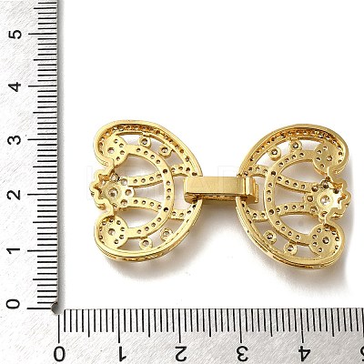 Rack Plating Flower Brass Micro Pave Clear Cubic Zirconia Fold Over Clasps KK-H512-07G-1